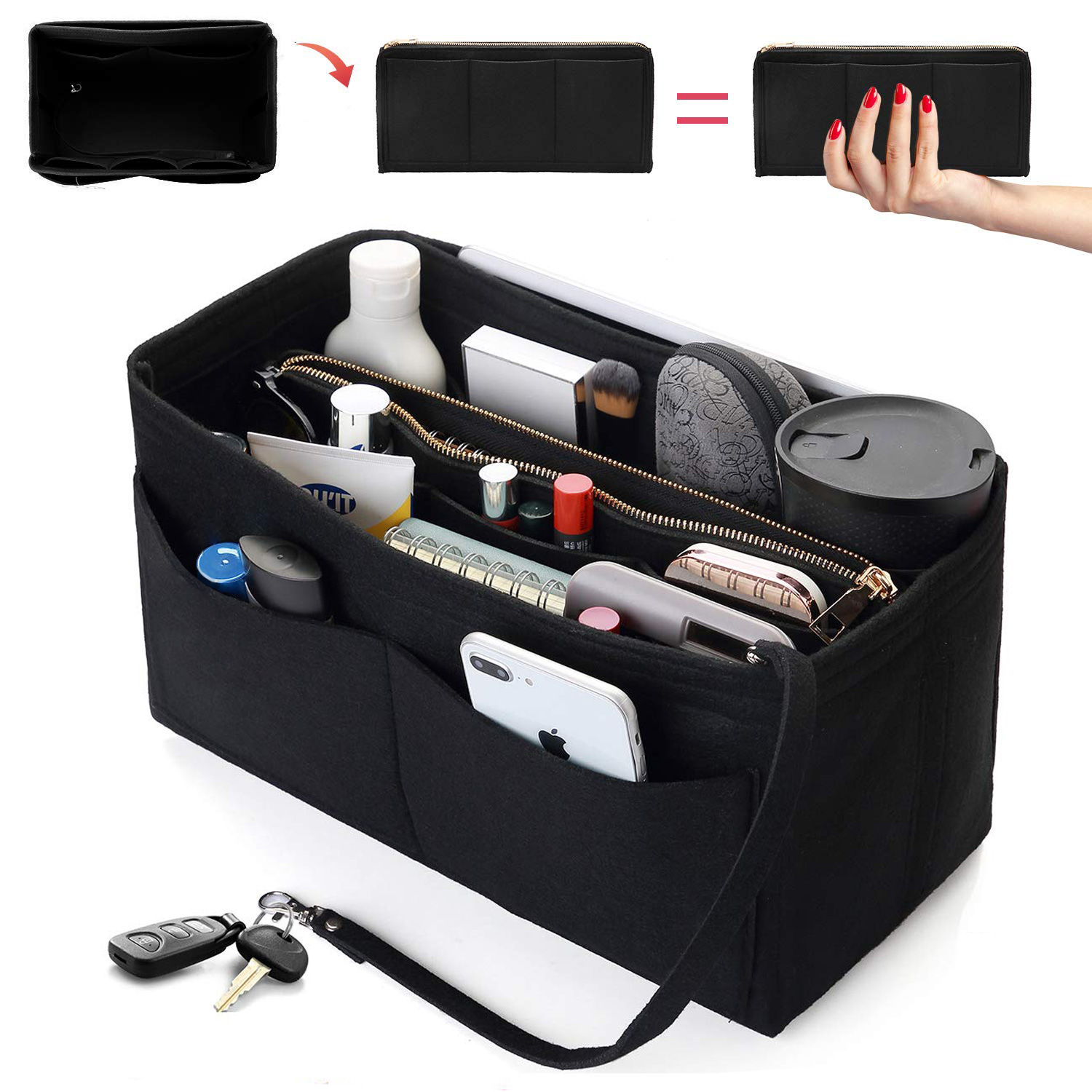 Backpack Insert Organizer - Keçe Çanta Düzenleyici Ekleme - Fermuarlı