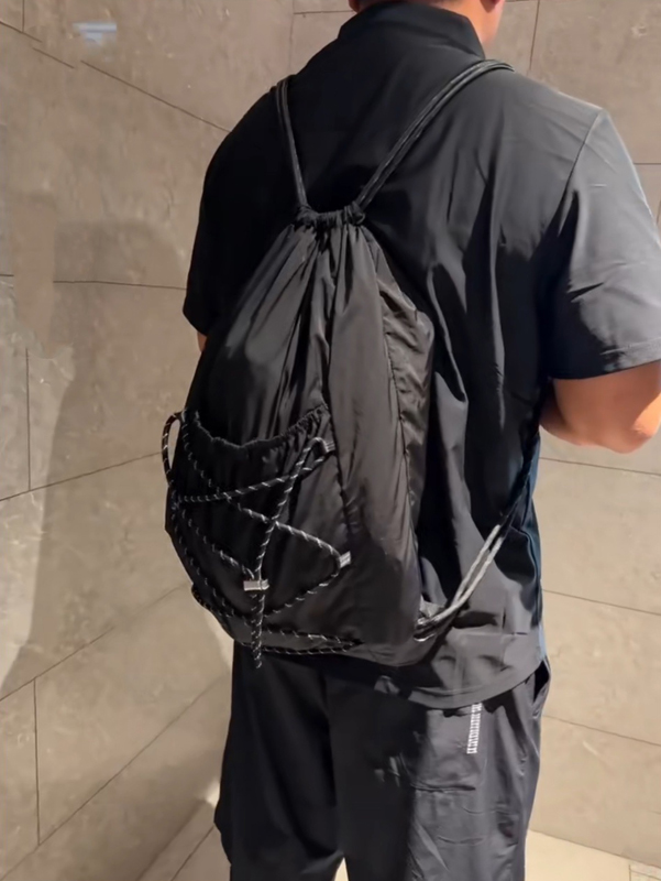 Drawstring Gym Bag - SHELKSBAG Unisex Kırışık Naylon İpli Sırt